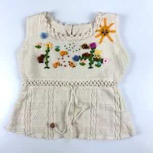 Isabella Mia Baby Girls Sz 6-12 M Boho Embroidered Sleeveless Crochet Top Peru